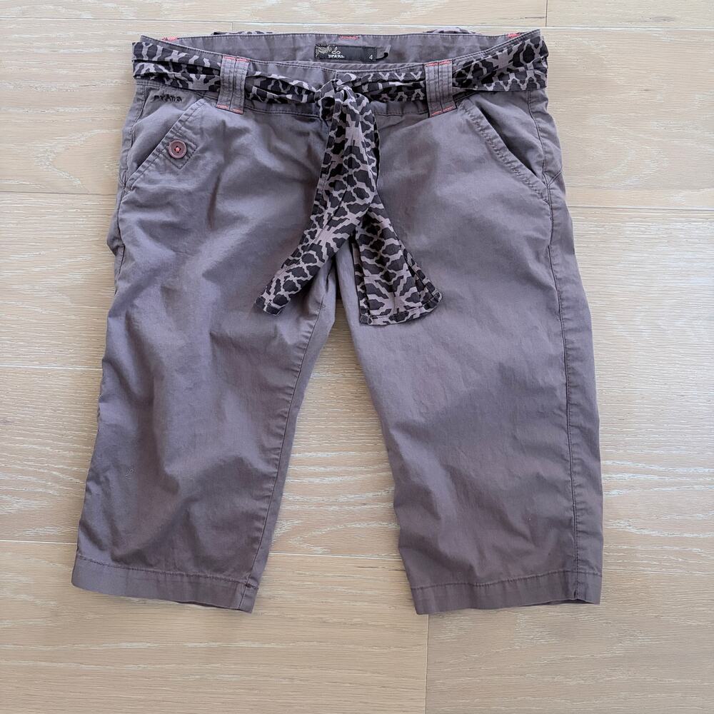 prAna Women's Organic Cotton Hiking Bermuda Shorts Brown sz 4